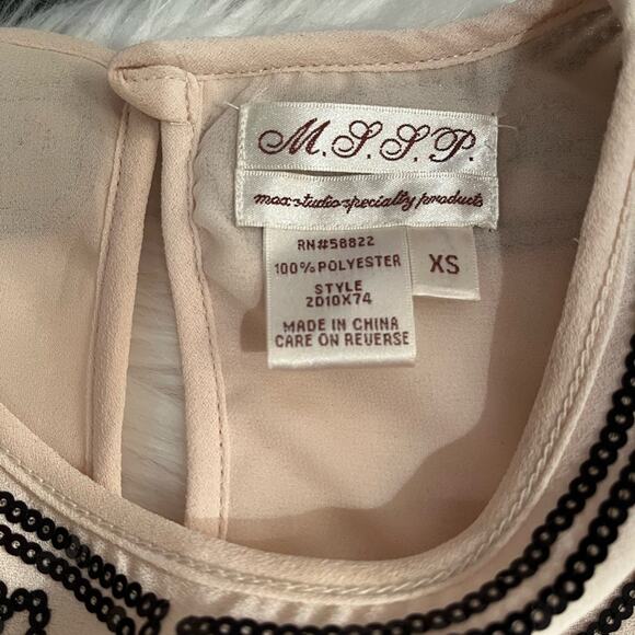 NEW Max Studio MSSP Sequin Embroidered Collar Balloon Sleeve Career Blouse X… - Picture 9 of 10